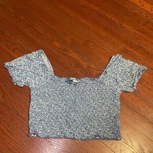 Aerie floral smocked puff-sleeve crop top